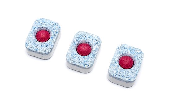 Tablets for dish-washing machine on a white background