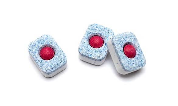 Tablets for dish-washing machine on a white background
