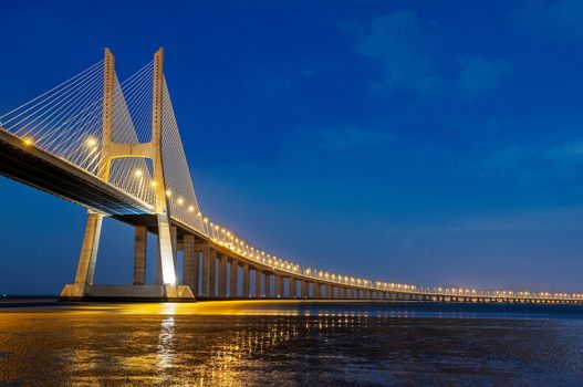 Vasco da Gama bridge is the largest in Europe over the Tagus river