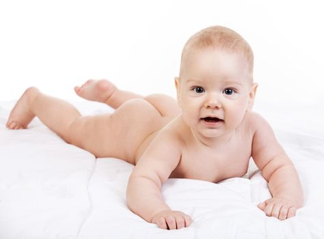 Cute baby boy on a white background