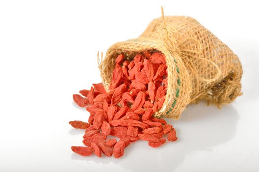 Red dried goji berries in Sack 