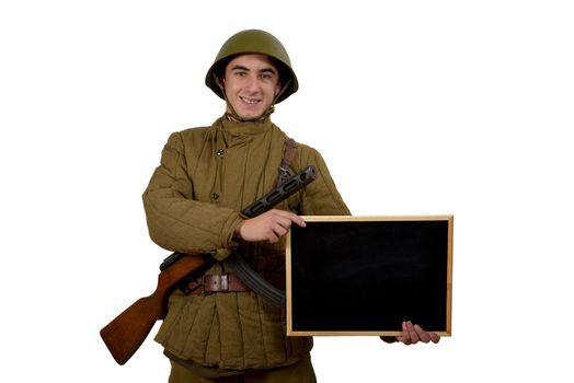 soviet soldier with his ppsh 41 shows sign