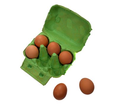 six eggs in protective box