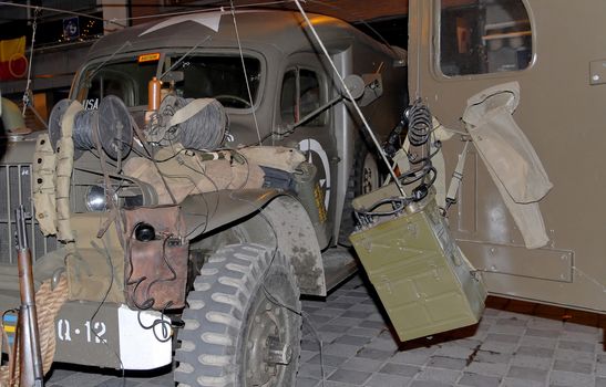 world war two military vehicle with lot of equipment