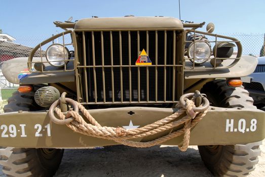 world war two military truck in the meadow