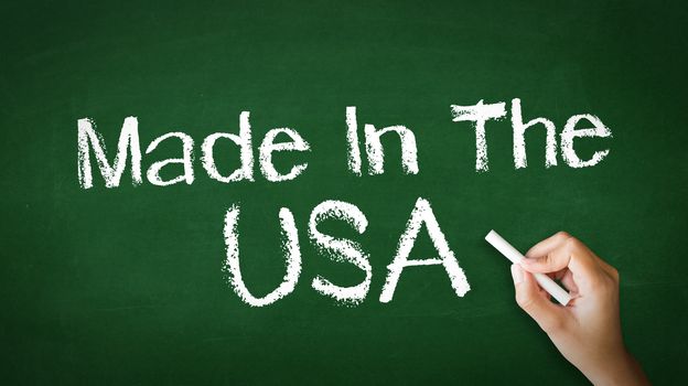 A person drawing and pointing at a Made in USA Chalk Illustration