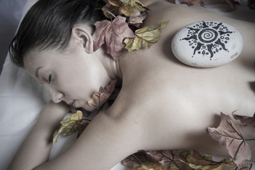 Spa.portrait of young beautiful woman in spa environment