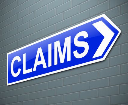 Illustration depicting a sign with a claims concept.