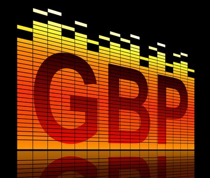 Abstract style illustration depicting graphic equalizer level bars with a GBP concept.