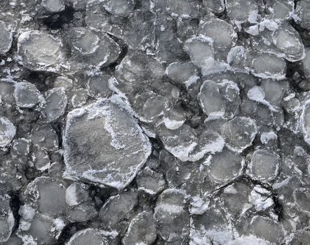 Frozen river with ice and sunshine effect 