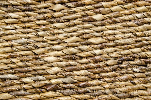old brown knitted straw furniture detail textured background