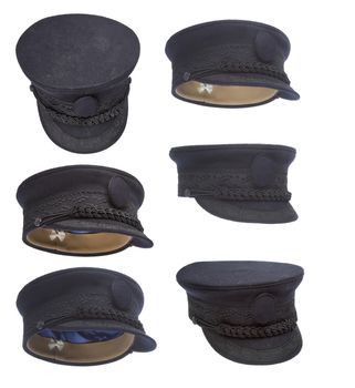 Captain hat collection. White backgraund.