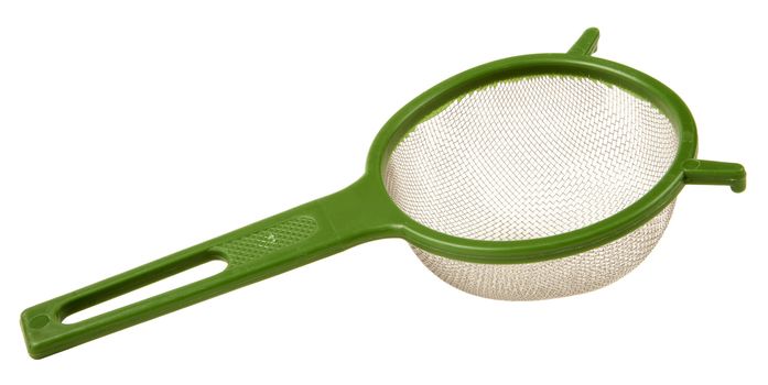 Sieve with green plastic handle