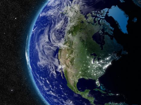 North America from space. Elements of this image furnished by NASA.