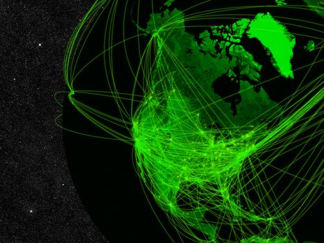 Network over North America. Information technology concept. Elements of this image furnished by NASA.