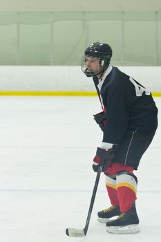 Hockey player on the point during a game