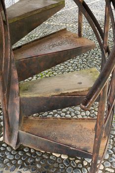 Old rusty staircase with nobody.