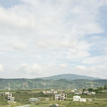 Landscape of rural scenery with copyspace on sky, Taiwan, Asia.