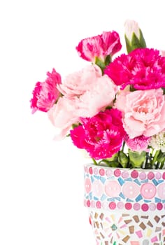 Carnation in mosaic flower pot