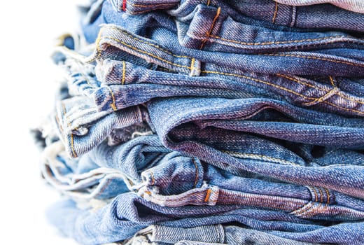 Blue jeans on white background