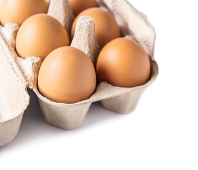 Egg box on white background