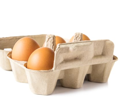 Egg box on white background