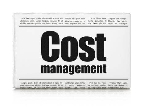 Business concept: newspaper headline Cost Management on White background, 3d render