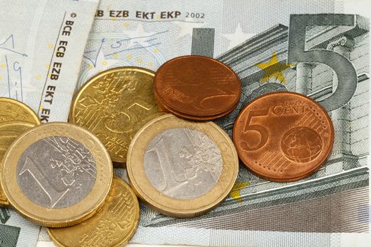 close up macro photography of euro money and coins