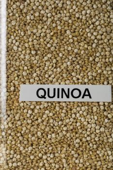 Quinoa in container with label