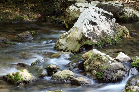 rocks and creek water spring season