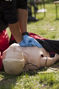 CPR practice on dummy
