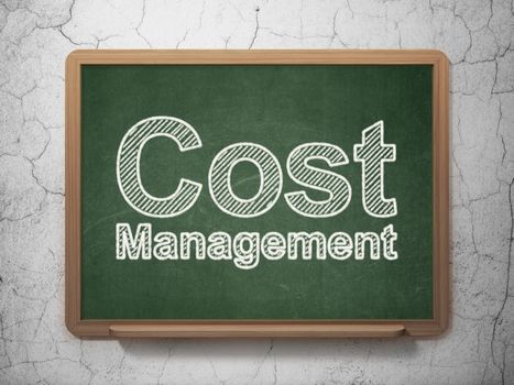 Business concept: text Cost Management on Green chalkboard on grunge wall background, 3d render