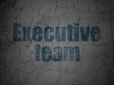 Business concept: Blue Executive Team on grunge textured concrete wall background, 3d render