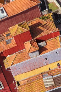 Portugal. Porto city. Old historical part of Porto. Roofs 
