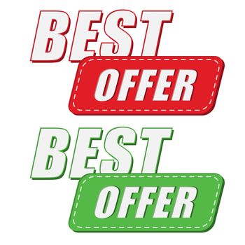 best offer in two colors labels, business shopping concept, flat design
