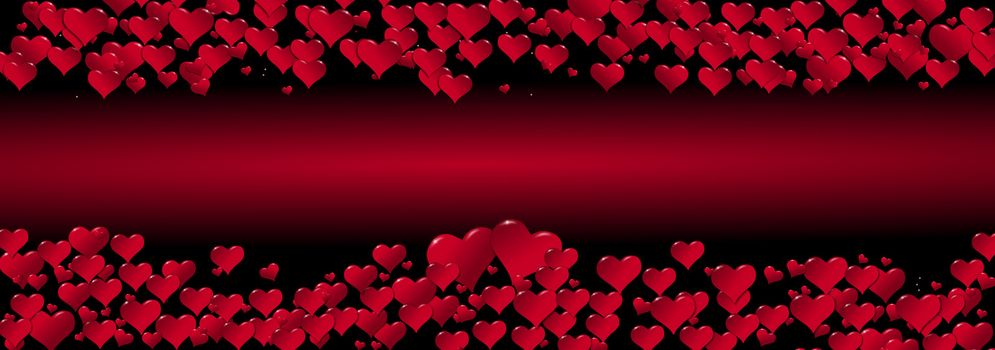 Illustration of hearts for a Valentine's Day on a red background
