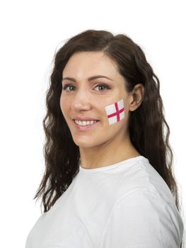 Young Girl with the English flag painted in her face