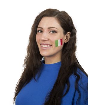 Young Girl with the Italian flag painted in her face