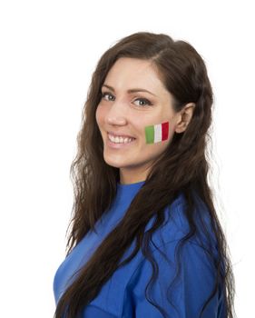 Young Girl with the Italian flag painted in her face