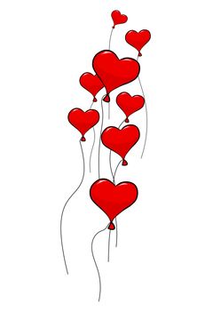 Vector of heart balloons isolated on a white background