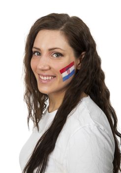 Young Girl with the Croatian flag painted in her face
