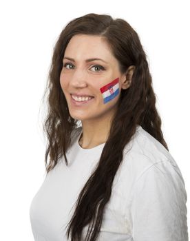 Young Girl with the Croatian flag painted in her face