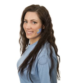 Young Girl with the Uruguayan flag painted in her face