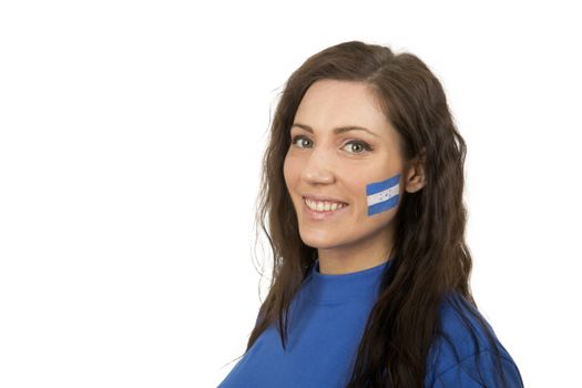 Young Girl with the Honduran flag painted in her face