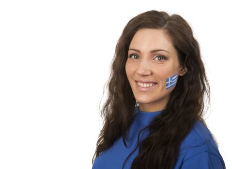 Young Girl with the Greece flag painted in her face