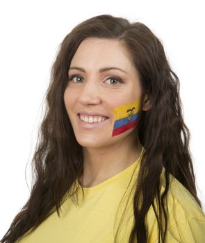 Young Girl with the Ecuadorian flag painted in her face