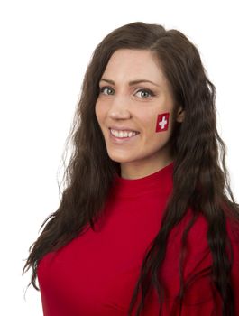 Young Girl with the Swiss flag painted in her face
