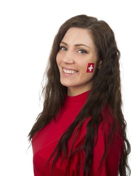 Young Girl with the Swiss flag painted in her face