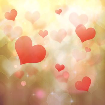 Abstract heart shaped bokeh background.