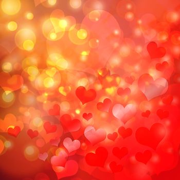 Abstract heart shaped bokeh background.